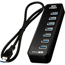 Coverzone 7 Port USB 3.0 Hub 1 Metre Kablolu Çoklayıcı Çoğaltıcı Switch Splitter Siyah