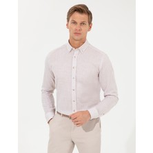 Pierre Cardin Erkek Bej Slim Fit Uzun Kollu Gömlek 50247542-VR011
