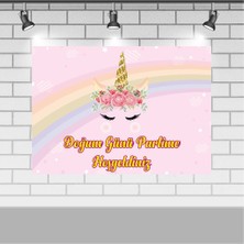 Parti Furyası Unicorn Konsepti Doğum Günü  70X100 cm Unicorn  Doğum Günü Konsepti Afişi