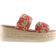 Bueno Shoes Kırmızı Deri Kadın Dolgu Topuklu Terlik