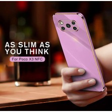 MTK Moveteck Xiaomi Redmi Poco X3 X3 Pro Uyumlu Kılıf Kamera Lens Korumalı Parlak Gold Kenarlı Yumuşak Renkli Silikon