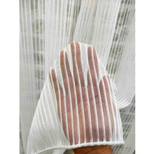 Evdepo Home Ince Çizgili Kullanıma Hazır Ekstraforlu Pilesiz Tül Perde Tek Kanat - Ekru 300 X 200 Cm