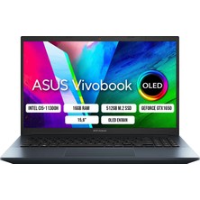 Asus Vivobook Pro 15 OLED K3500PH-L1180 Intel Core i5 11300H 16GB 512GB SSD GTX1650 4GB Freedos 15.6" FHD Taşınabilir Bilgisayar