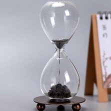 Keyfim Shop Cam Kum Saati Manyetik Metal Standlı Mıknatıslı Büyük Boy 18 x 8 cm
