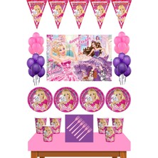 Barbie Doğum Günü 16 Kişilik 70X100 cm Afişli Barbie Parti Malzemeleri Seti