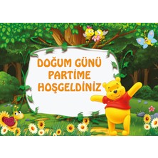 Winnie The Pooh Doğum Günü 24  Kişilik 50X70 cm Afişli Winnie The Pooh Parti Malzemeleri Seti