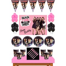 Black Pink  Doğum Günü 8 Kişilik 70X100 cm Afişli  Parti Malzemeleri Seti
