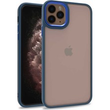 Smcase Apple iPhone 11 Pro Kılıf Flora Sert Silikon Arkası Cam Şeffaf Lacivert