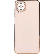 Smcase Samsung Galaxy M22 Kılıf Bark Parlak Silikon Renkli Kenarları Rose Bronz