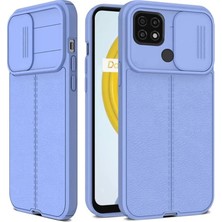 Dlrcase Xiaomi Redmi 9c Kılıf Kamera Sürgülü Deri Dokulu Mat Silikon Mor