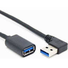 Wozlo USB 3.0 Uzatma Kablosu Sol Açılı 90 Derece Dirsek Panel Tipi Kablo 30CM