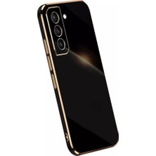 MTK Moveteck Samsung Galaxy S21 Fe Uyumlu Kılıf Kamera Lens Korumalı Parlak Gold Kenar Elitecase