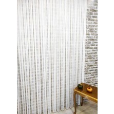 Evdepo Home  Çizgili Kullanıma Hazır 1/3 Sık Pile Tül Perde Tek Kanat - Ekru 100 x 270 cm