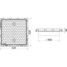 Lux Wares 400 mm Koruge Boru Uyumlu Çerçeve + Düz Kapak