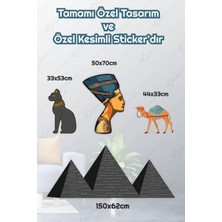 Msticker Antik Mısır Temalı Duvar Cam Sticker Seti - Dekoratif Antik Sticker Seti