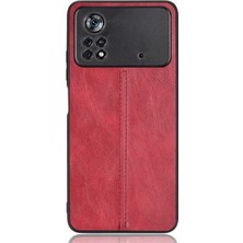 Shinee Xiaomi Poco X4 Pro Için Retro Desenli Deri Telefon Kılıfı - Kırmızı (Yurt Dışından)