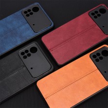 Shinee Xiaomi Poco X4 Pro Için Retro Desenli Deri Telefon Kılıfı - Kırmızı (Yurt Dışından)