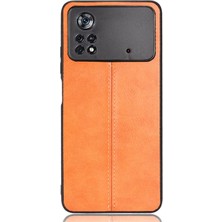 Shinee Xiaomi Poco X4 Pro Için Retro Desenli Deri Telefon Kılıfı - Turuncu (Yurt Dışından)