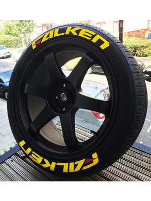 Kom Falken Sarı Kalıcı Lastik Yazısı Falken Sticker 8 Kit