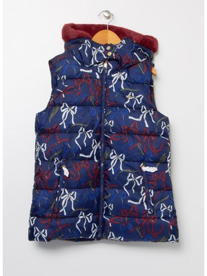 U.S. Polo Assn. Tanya Lacivert Kapüşonlu Kız Çocuk Düz Yelek