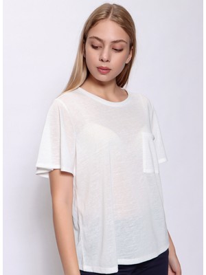 U.S. Polo Assn. FANTAN Bisiklet Yaka Comfort Fit Düz Beyaz Kadın T-Shirt