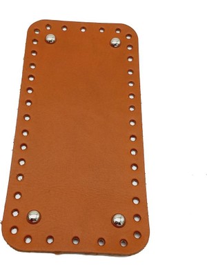 Angel Çanta Aksesuar Gerçek Deri Taba 25X12 cm Dikdörtgen Gümüş Metalli Çanta Tabanı