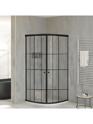 Sanica Magna Kabin Oval Siyah Şerit Desen 4mm 80 x 80 cm