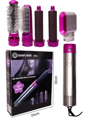 Dempower Dp-36 Elektrikli Fırça Seti 5 Başlık ile Dalga Yapma Özelliği Gri