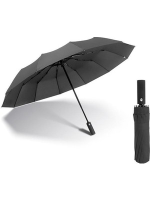 10 Tel Tam Otomatik Lüx Siyah Şemsiye