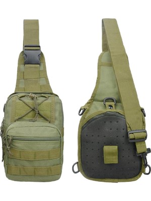 Taktik Omuz Çantası Seyahat Crossbody Molle Çanta Hiking Göğüs Paketi Çanta Ordu Yeşil(Yurt Dışından)