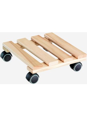 Evinizin Atölyesi Tekerlekli Saksı Altlığı Kayın 24x 24 cm