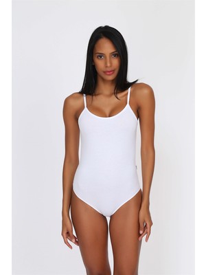 Obje Beyaz İp Askılı Çıtçıtlı Body