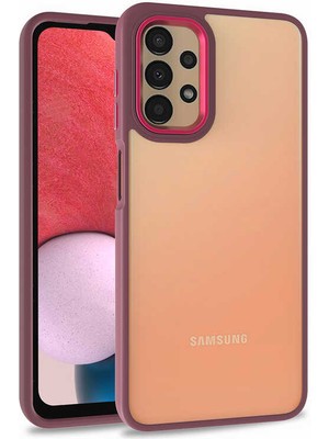 Casestreet Samsung Galaxy A13 4g Kılıf Flora Sert Silikon Arkası Cam Şeffaf Kırmızı