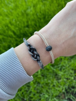 Kazzaze Gümüş Kazaziye Sonsuzluk Ikili Bileklik Seti