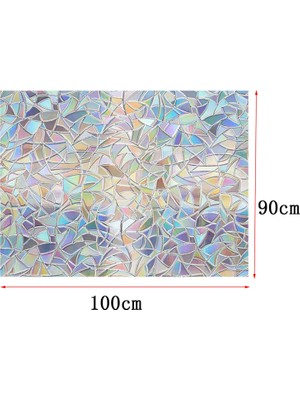 Seasong 3d Geometri Pencere Film Basılı Çıkartma Yapraklı Vitray Blok Dekorları 90x100cm (Yurt Dışından)