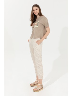 U.S. Polo Assn. Kadın Krem Kanvas - Chino Pantolon 50246073-VR071