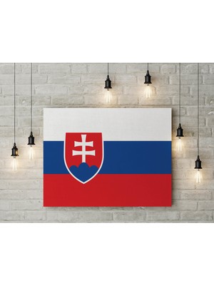 Satürn Design Slovakya Bayrağı Kanvas Tablo 40 x 55 cm Dekoratif Tablo