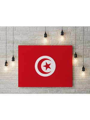 Satürn Design Tunus Bayrağı Kanvas Tablo 40 x 55 cm Dekoratif Tablo