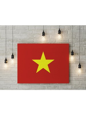 Saturndesign Vietnam Bayrağı Kanvas Tablo 40 x 55 cm Dekoratif Tablo