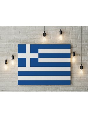 Satürn Design Yunanistan Bayrağı Kanvas Tablo 40 x 55 cm Dekoratif Tablo