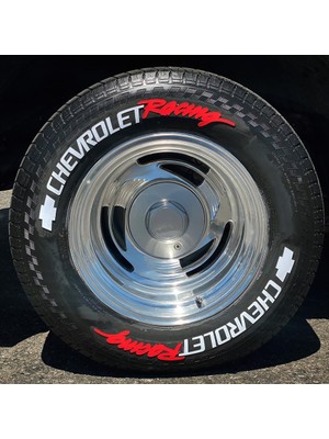 Kom Auto Chevrolet Racing Kırmızı Kalıcı Lastik Yazısı Chevrolet Racing Sticker 8 Kit