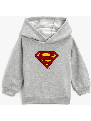 Koton Kapüşonlu Superman Baskılı Sweatshirt Lisanslı Uzun Kollu