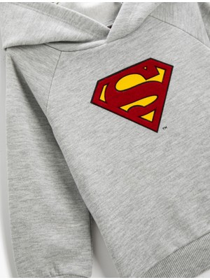 Koton Kapüşonlu Superman Baskılı Sweatshirt Lisanslı Uzun Kollu