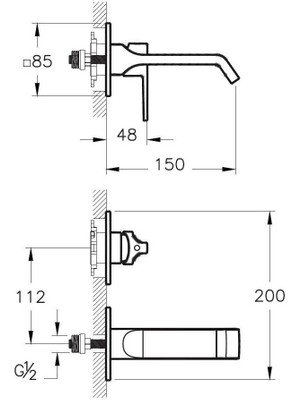 VitrA Suit A42782 Ankastre Lavabo Bataryası, Sıva Üstü, Krom