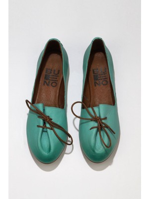 Bueno Shoes Yeşil Nil Deri Kadın Düz Babet