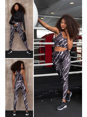 For You 3'lü Renkli Mermer Desen Activewear Set S26982