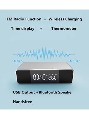 Xinhang Bluetooth Hoparlör Çok Işlevli Çalar Saat Radyo ile LED Kablosuz Subwoofer Müzik Çalar Masa Saati Kablosuz Şarj ile | Taşınabilir Hoparlörler Siyah (Yurt Dışından)