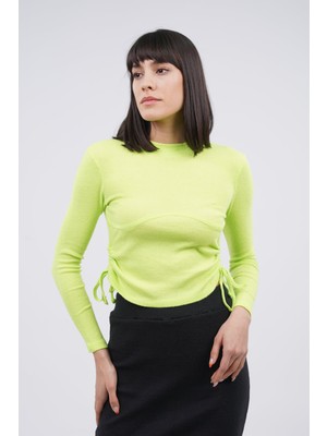 Gabria Neon Yeşil Yan Büzgülü Bluz