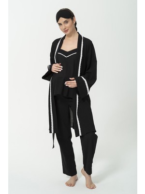 For You Mama 5 li Organik Sabahlıklı Siyah Pijama Takımı S26855