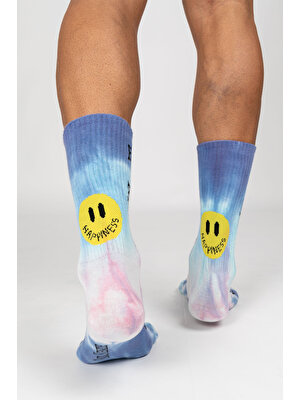 Paul Kenzie Smile - Dye Unisex Batik Desenli Dikişsiz Tenis Çorap - Wellbeing
